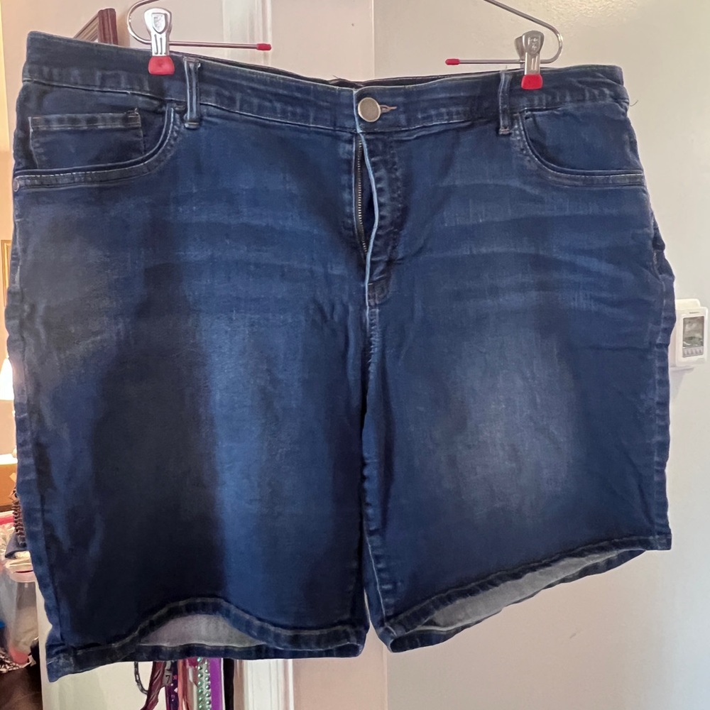 CJ Banks Dark Blue Jeans Shorts 8in inseam.
